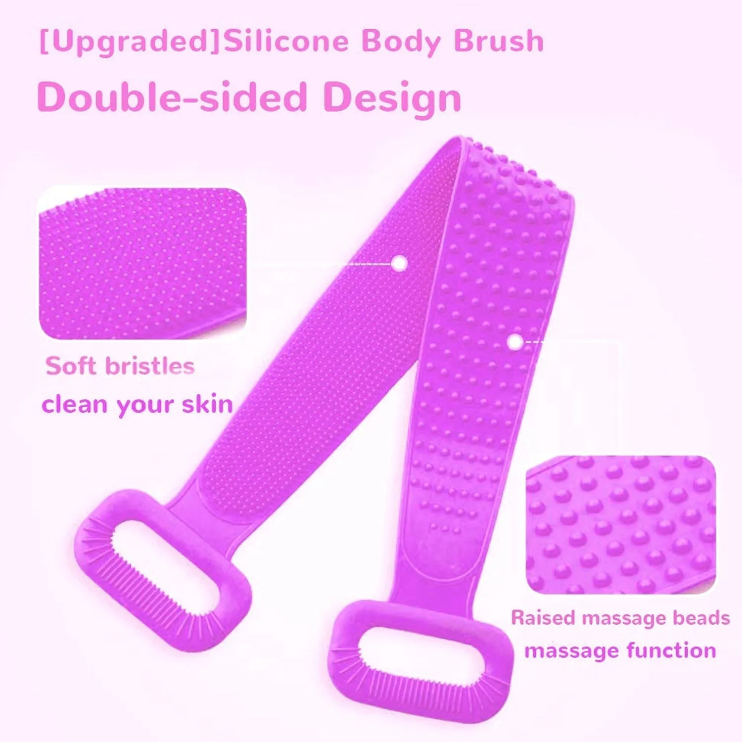 1303 SILICONE BODY BACK SCRUBBER DOUBLE SIDE BATHING BRUSH FOR SKIN DEEP CLEANING WITH HOOK