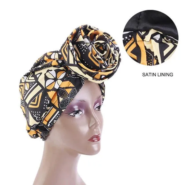 African Print Stretch Bandana Head Wrap Floral Ankara Dashiki Women