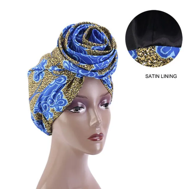 African Print Stretch Bandana Head Wrap Floral Ankara Dashiki Women