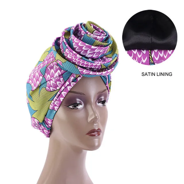 African Print Stretch Bandana Head Wrap Floral Ankara Dashiki Women