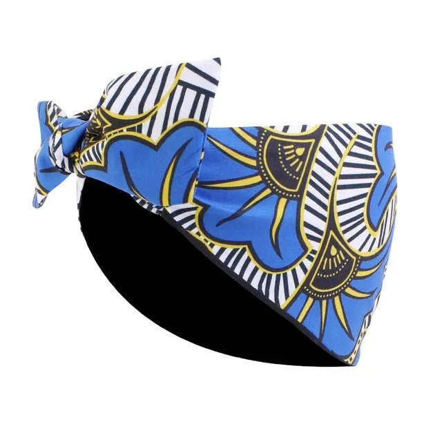 African Print Stretch Bandana Head Wrap Floral Ankara Dashiki Women