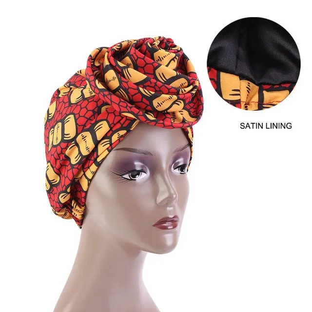 African Print Stretch Bandana Head Wrap Floral Ankara Dashiki Women