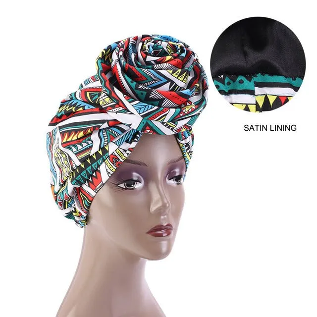 African Print Stretch Bandana Head Wrap Floral Ankara Dashiki Women