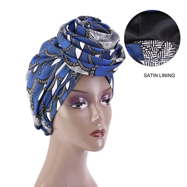 African Print Stretch Bandana Head Wrap Floral Ankara Dashiki Women