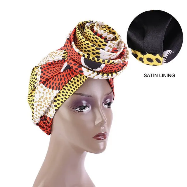 African Print Stretch Bandana Head Wrap Floral Ankara Dashiki Women