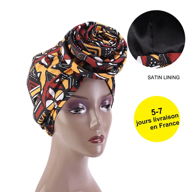 African Print Stretch Bandana Head Wrap Floral Ankara Dashiki Women