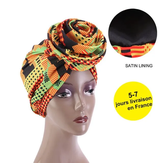 African Print Stretch Bandana Head Wrap Floral Ankara Dashiki Women