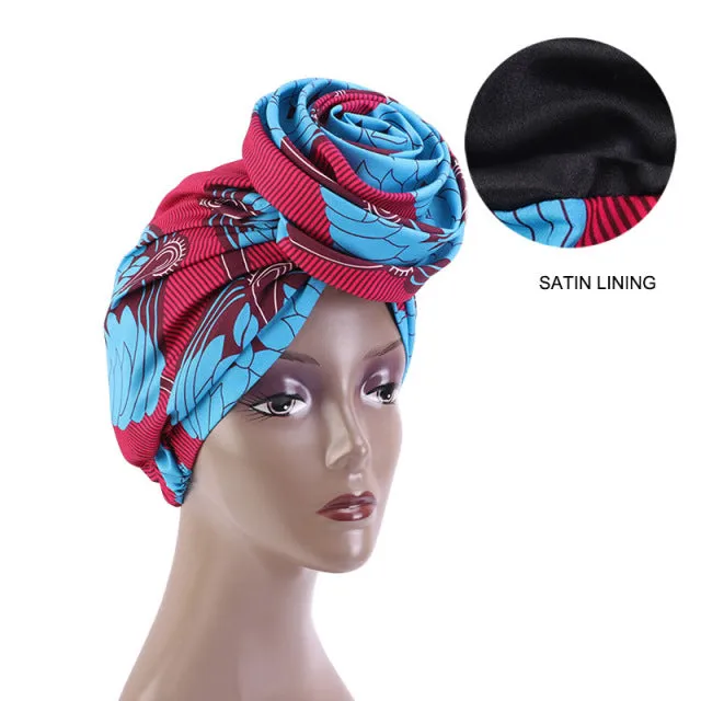 African Print Stretch Bandana Head Wrap Floral Ankara Dashiki Women