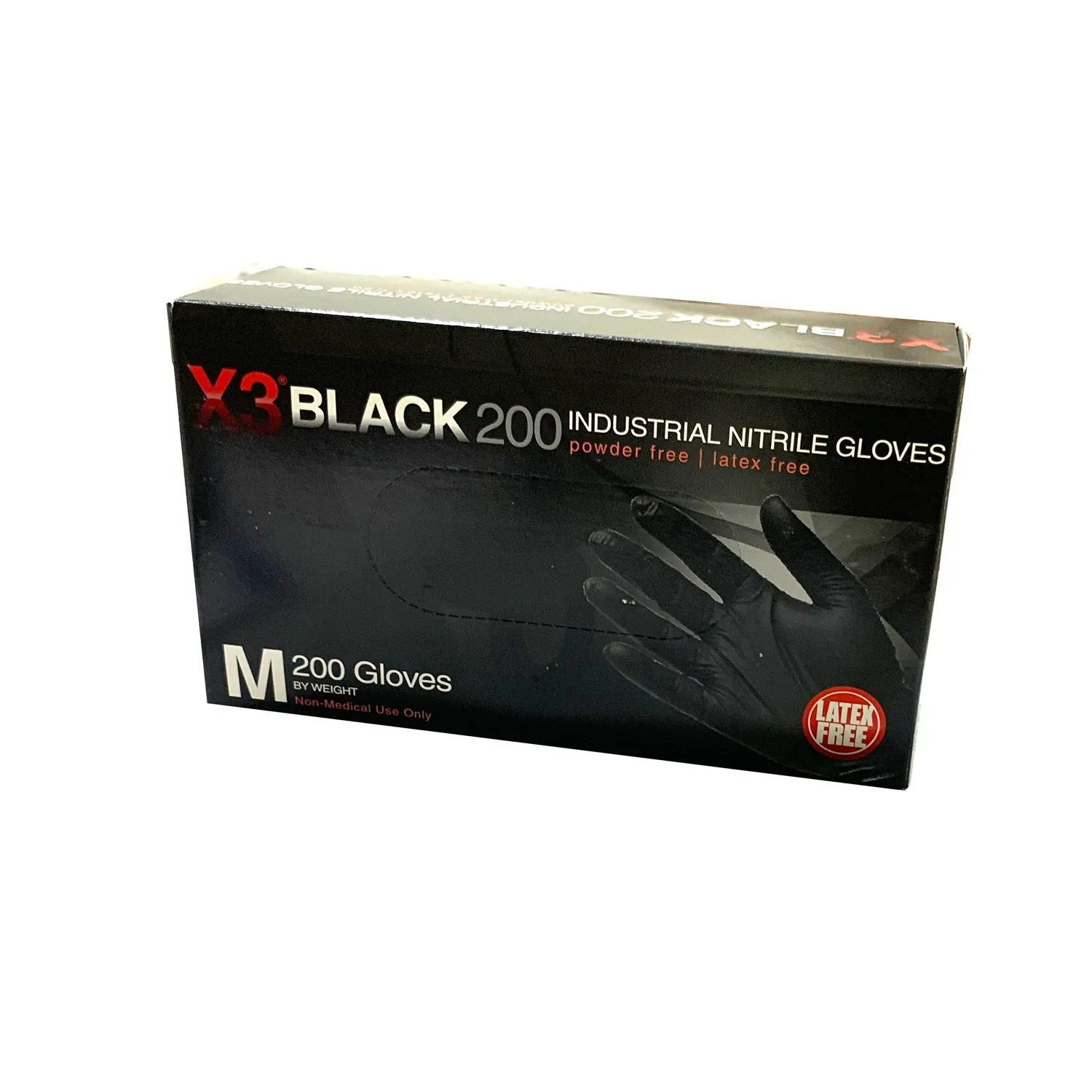 AMMEX - X3 Industrial Disposable Black Nitril Gloves, 200/Box