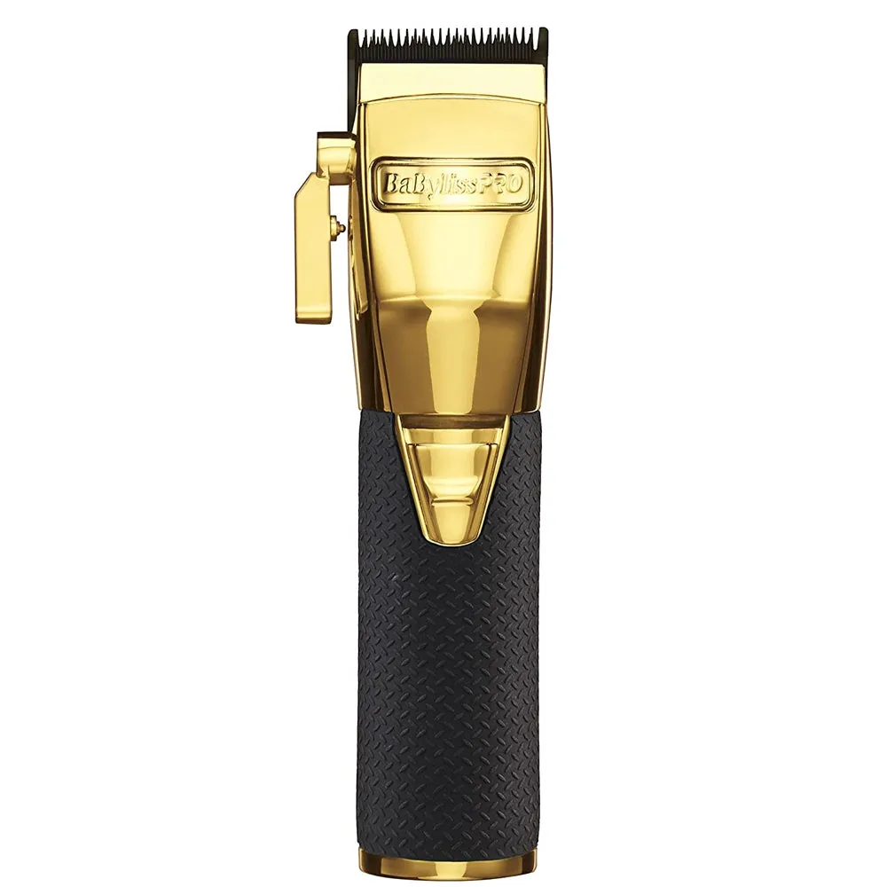 BaByliss Pro GoldFX Boost  Gold Adjustable Blade Cordless Clipper FX870GBP with Replacement Wedge Blade FX603G and Fade Soft Knuckle Neck Brush