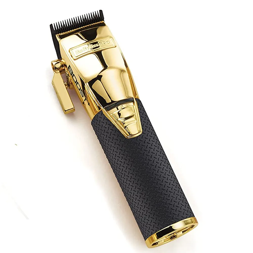 BaByliss Pro GoldFX Boost  Gold Adjustable Blade Cordless Clipper FX870GBP with Replacement Wedge Blade FX603G and Fade Soft Knuckle Neck Brush