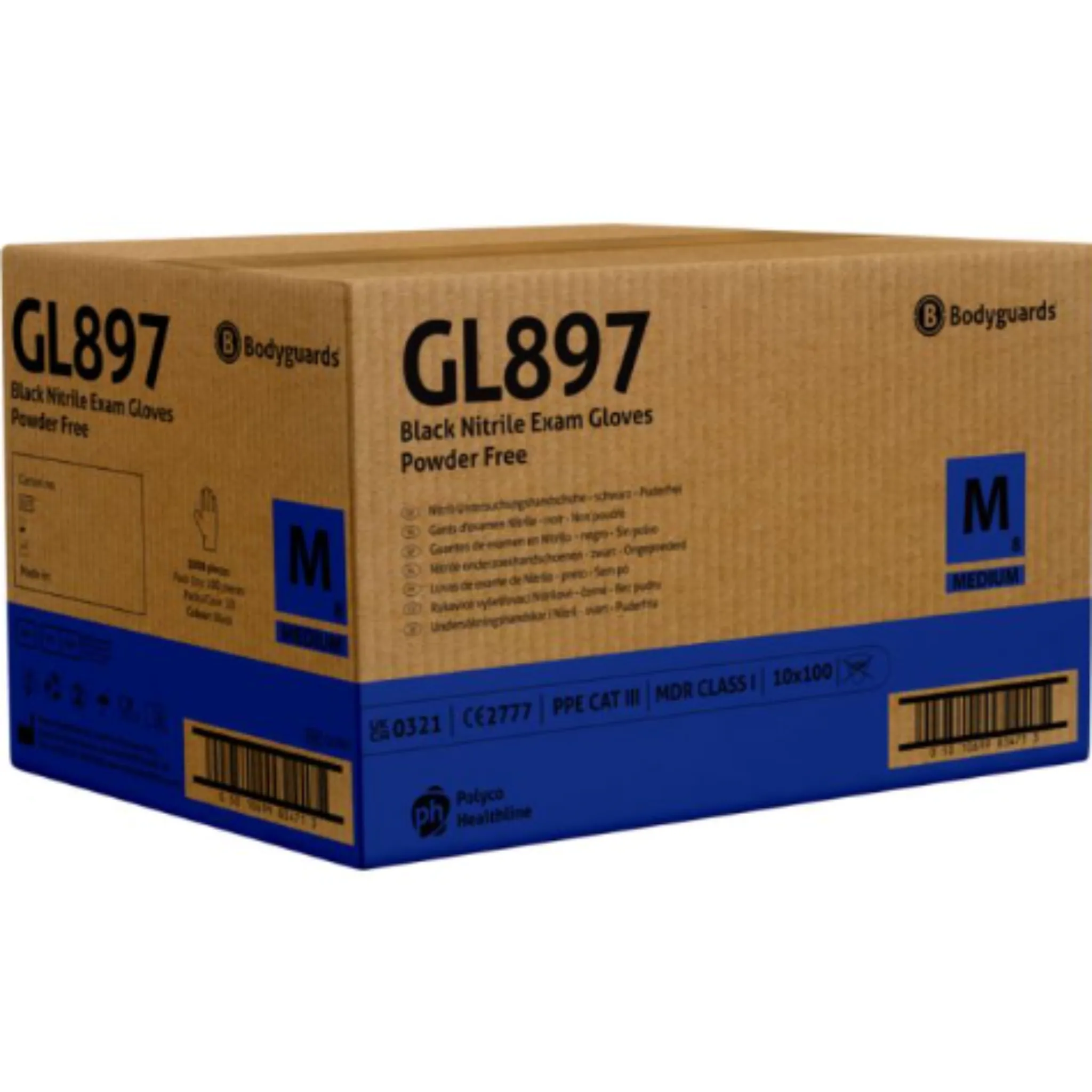 Bodyguards Black Nitrile Examination Gloves GL897 (Case of 10 Boxes)