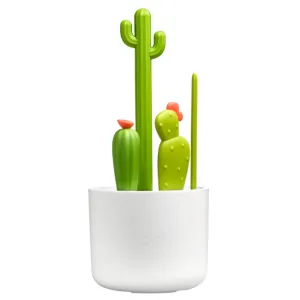 boon cacti bottle brush set - white/green