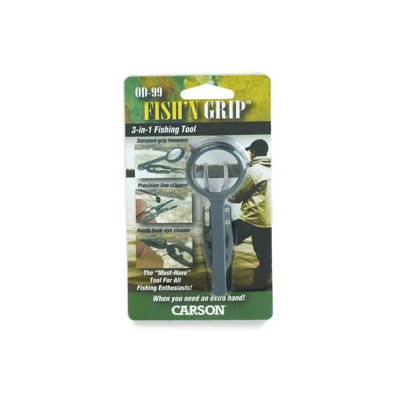 Carson Fish'n Grip 4.5x Magnifier (Tweezers, hook cleaner, line cutter)