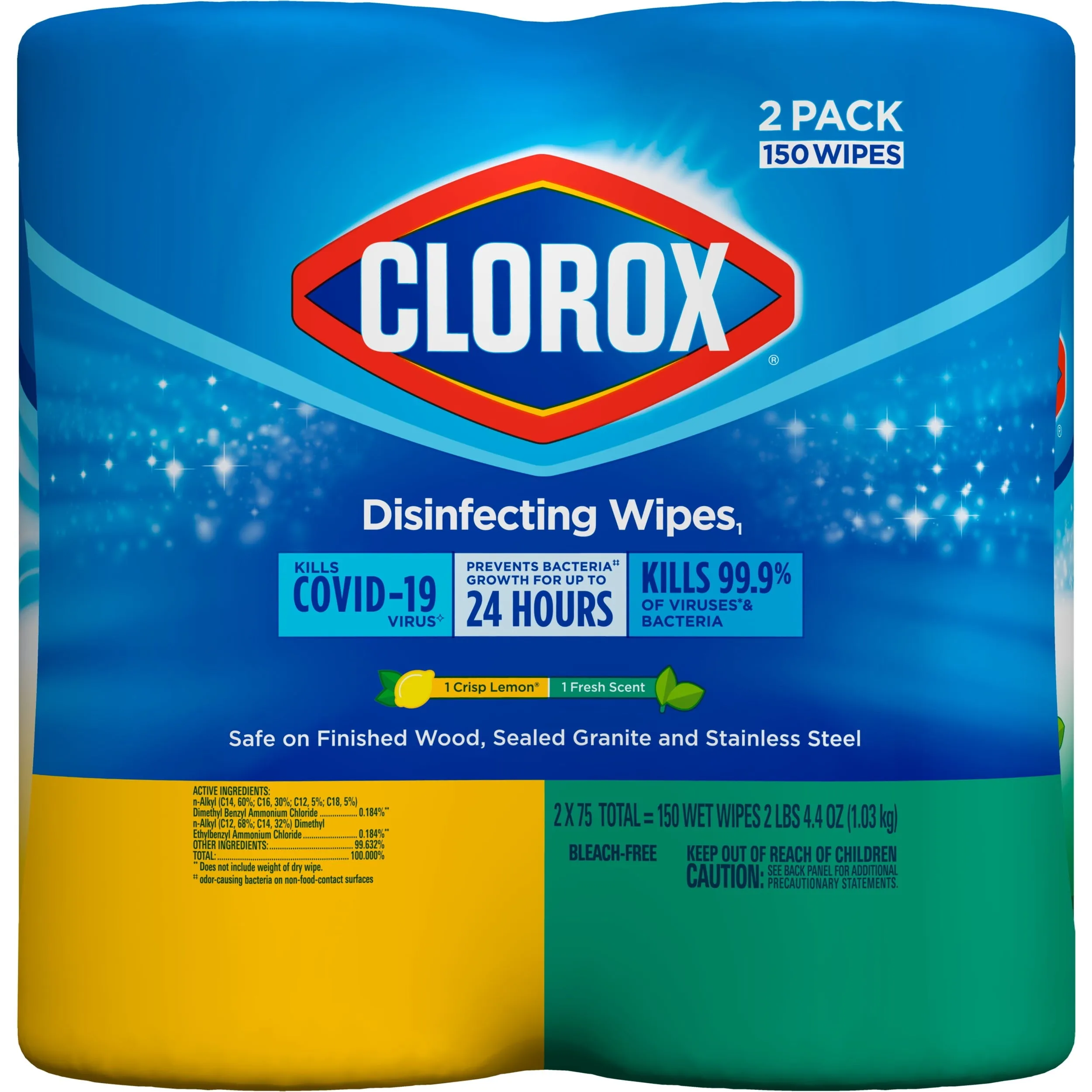 Clorox Disinfecting Wipes Value Pack, Bleach Free Cleaning Wipes, 75 Count Each, 2 Pack