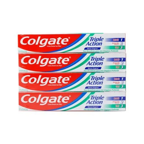 Colgate TripleAction Toothpaste 4 units/237 ml/ 8oz The triple-clean feeling of Colgate Triple Original Mint Action Toothpaste will keep you smiling all day-380393