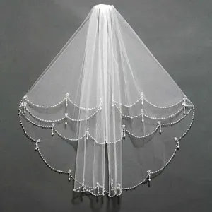 Crystals Pearls Beaded Wedding Veil