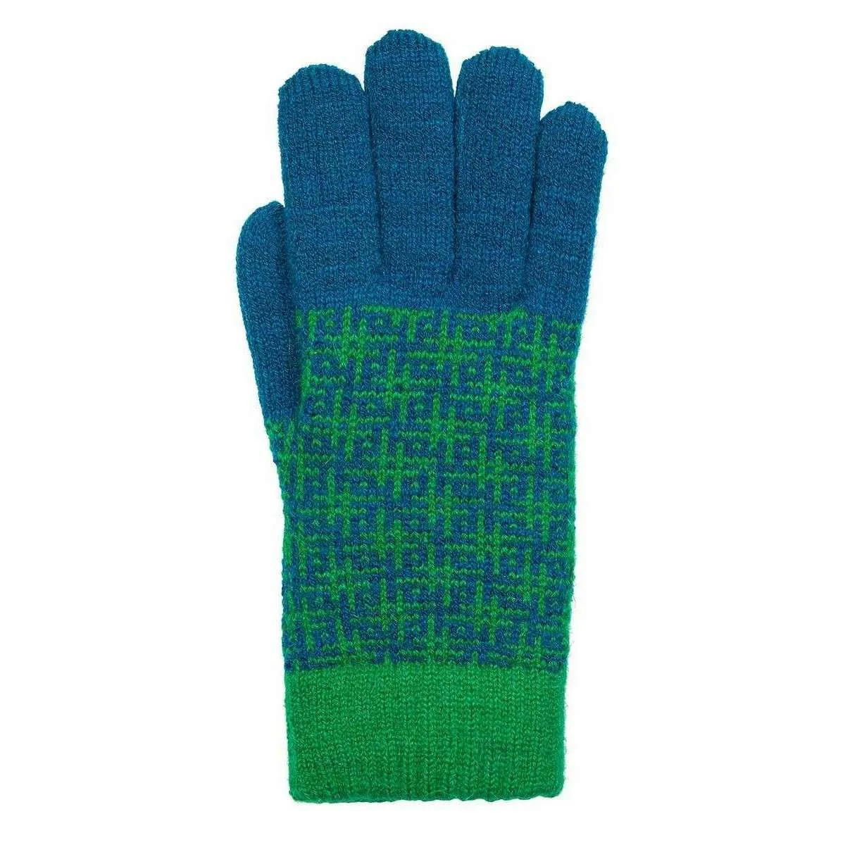 Dents Hashtag Jacquard Knitted Gloves - Teal Blue/Emerald Green