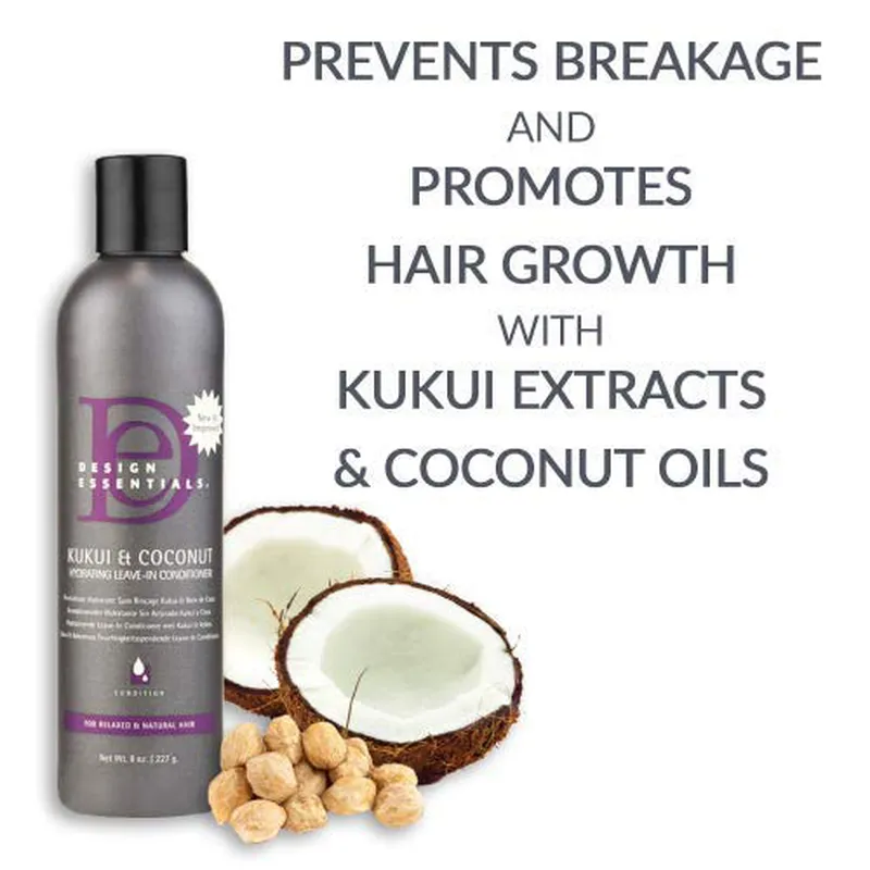 Design Essentials Natural Kukui & Coconut Hydrating Leave-In Conditioner for Relaxed and Natural Hair - 8 Oz