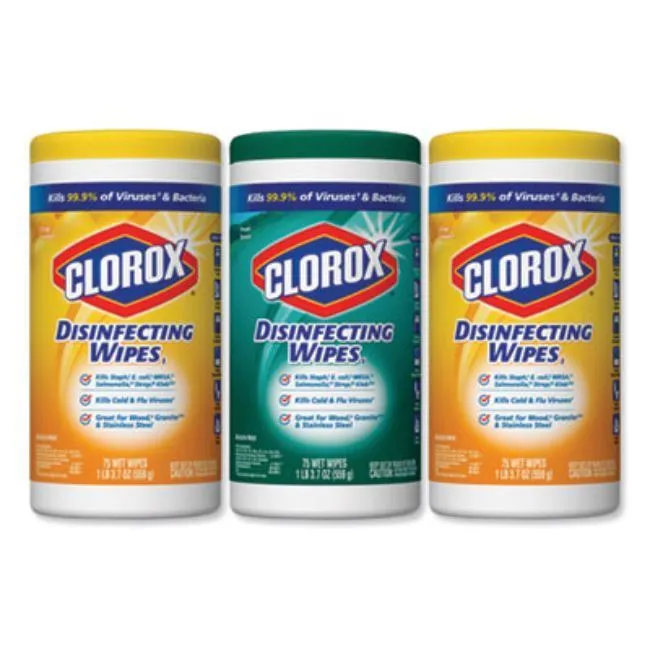 Disinfecting Wipes, 7X8, Fresh Scent-Citrus Blend, 75-Canister, 3-Pk, 4 Packs-Ct