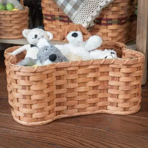 Dog Bone Basket | Amish Woven Wicker Pet Toy Storage Box