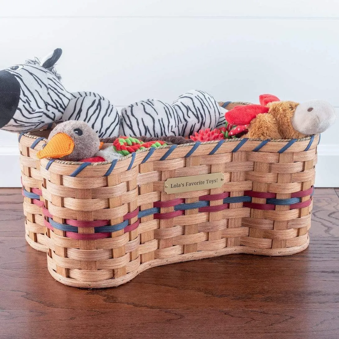 Dog Bone Basket | Amish Woven Wicker Pet Toy Storage Box