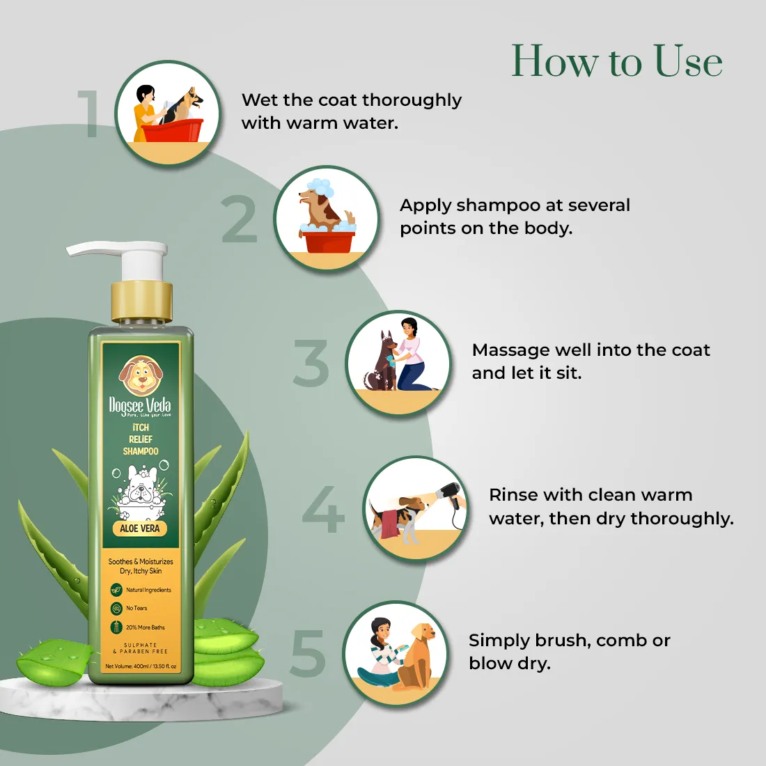 Dogsee Dog Veda Itch Relief Shampoo Aloe Vera 400ml