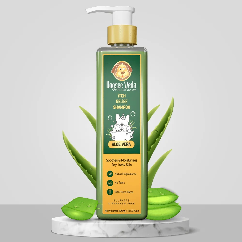 Dogsee Veda ITCH RELIEF Aloe Vera Shampoo for Dogs (400ml) (Limited Shelf Life) (Buy 1 Get 1)