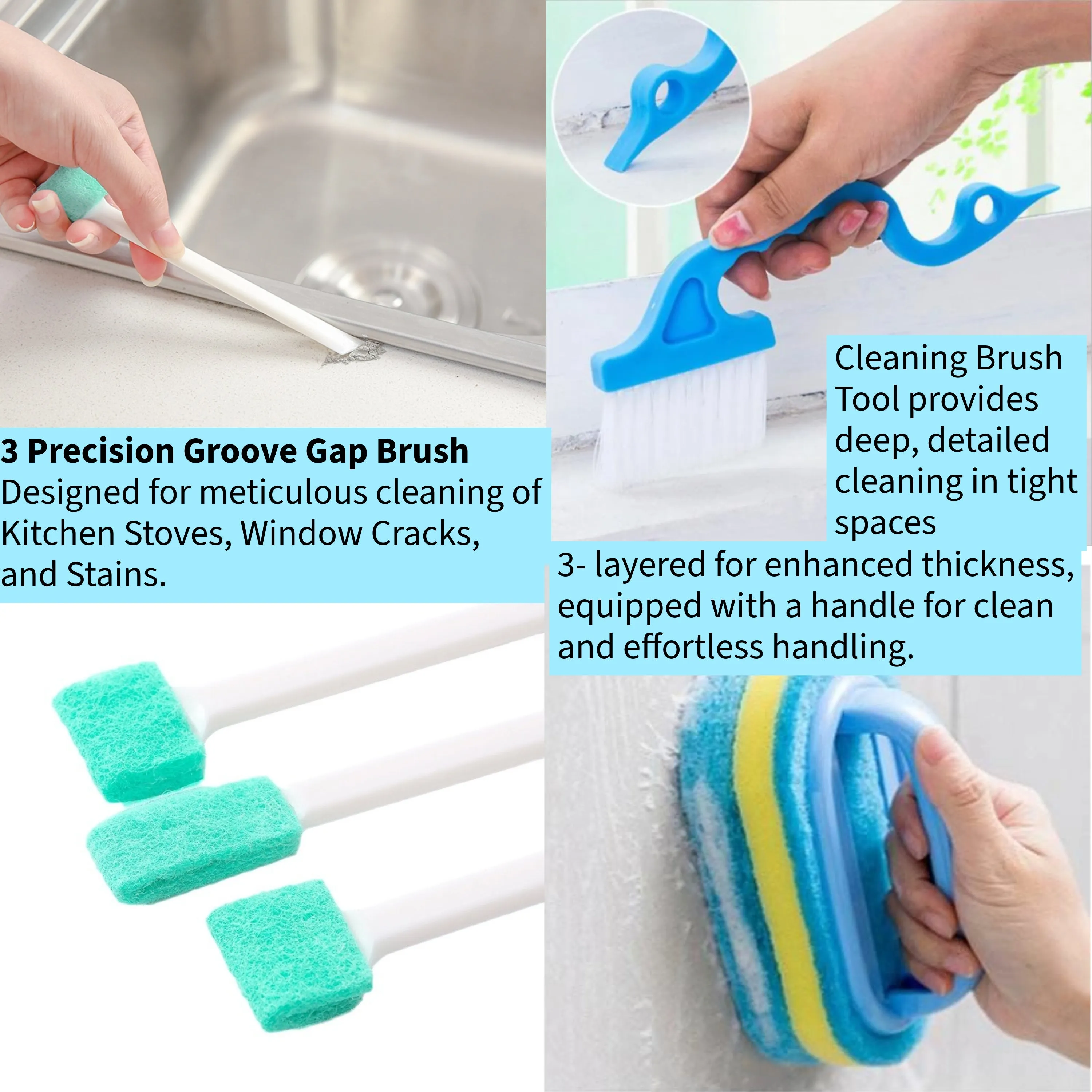 Elkanah Deep Cleaning Supplies Scrub Brushes for Crevice Brushes Scrubber Dust Sponge Tools Cleaning Essentials Set of 12