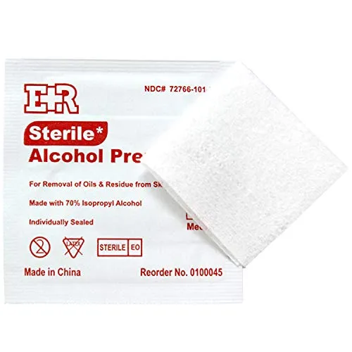 Ever Ready First Aid Alcohol Prep Pads, Medium 2-Ply Alcohol Wipes, Individually Wrapped Swabs, Saturated with 70% Isopropyl Alcohol