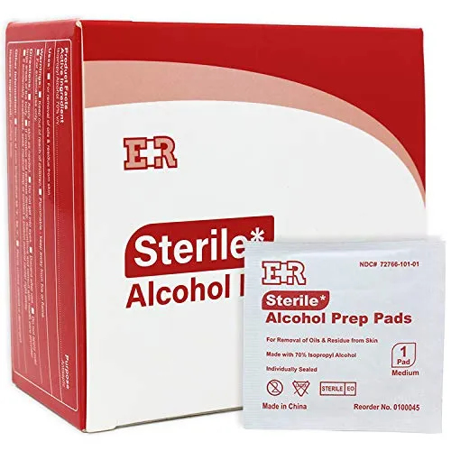 Ever Ready First Aid Alcohol Prep Pads, Medium 2-Ply Alcohol Wipes, Individually Wrapped Swabs, Saturated with 70% Isopropyl Alcohol