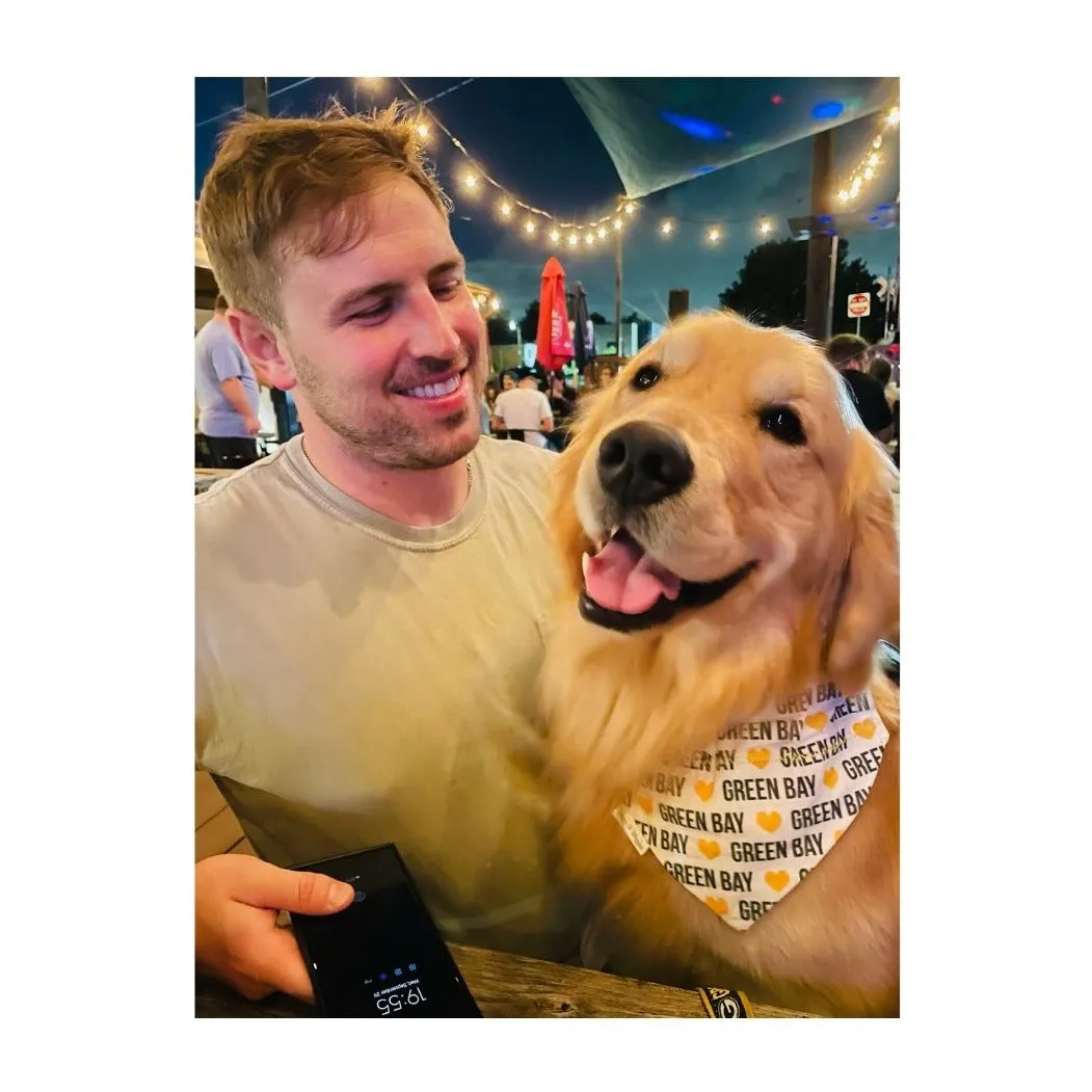 Green Bay Packers Love Football Dog Bandana