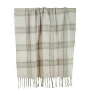 Grey & Green Dew Wool Blend Throw - 125cm x 150cm