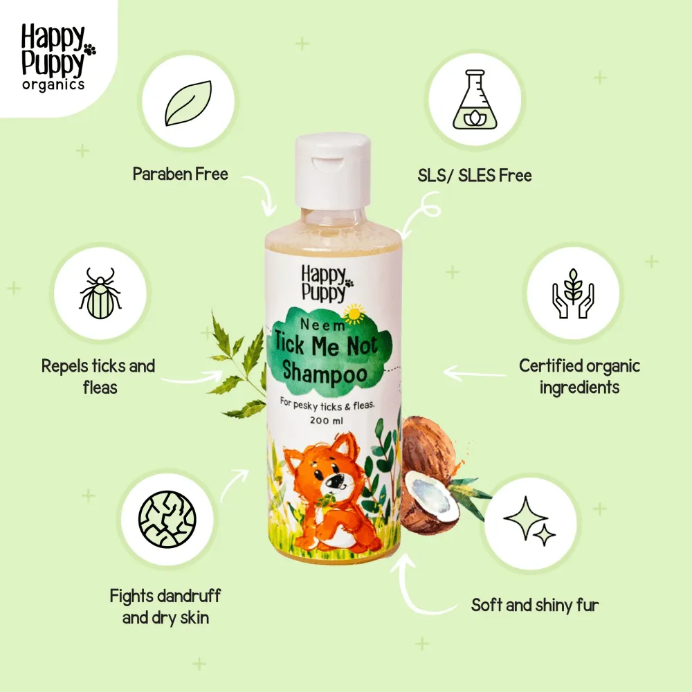 Happy Puppy Organic Tick Me Not Shampoo Neem for Dogs and Cats