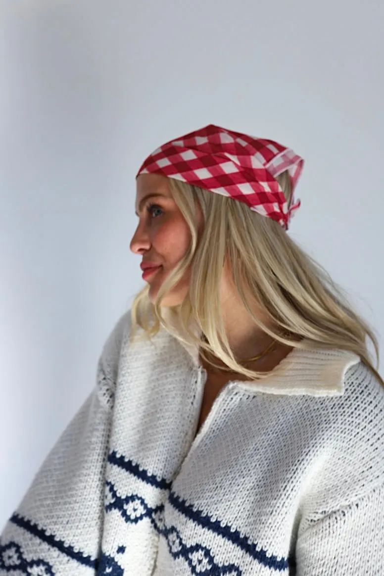 kaxi red gingham bandana