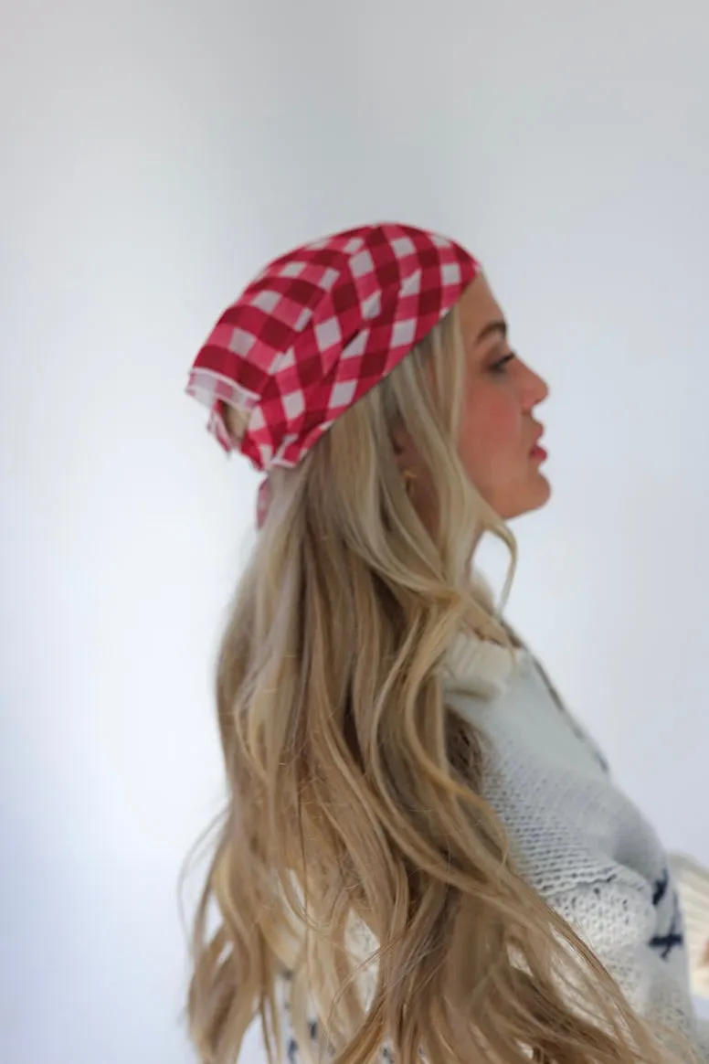 kaxi red gingham bandana