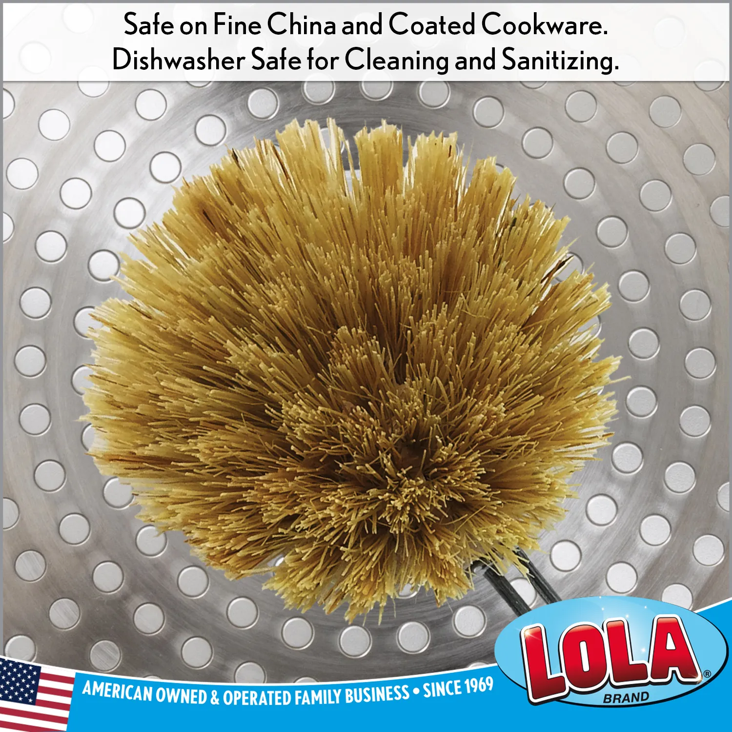 LOLA "The Original" Tampico Vegetable & Dish Brush Replacement Large Heads, 3 Pack