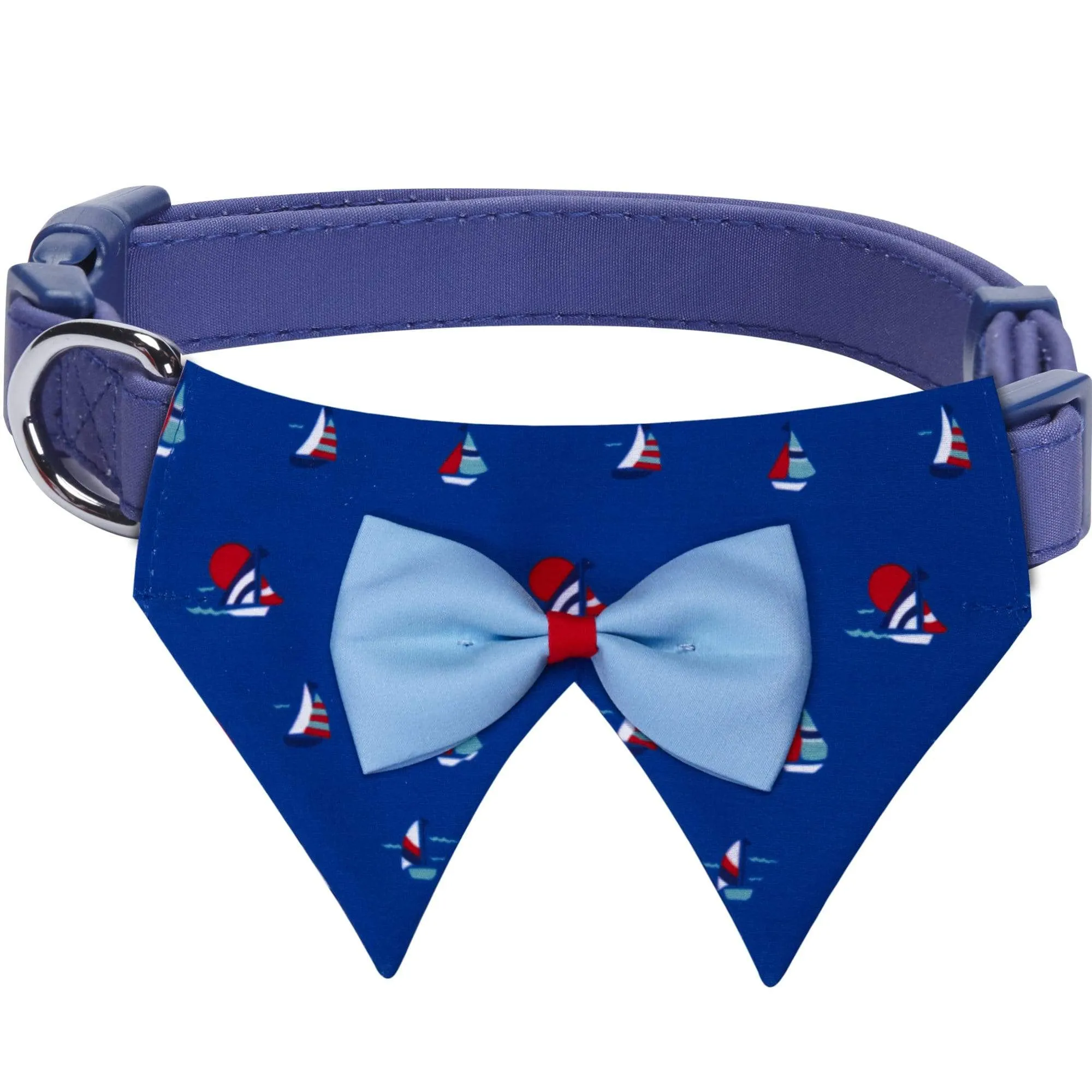 Nautical Dog Collars Anchors Vacation Beach Collar Bandana with Bowtie Summer Bon Voyage Collar for S M L Pets