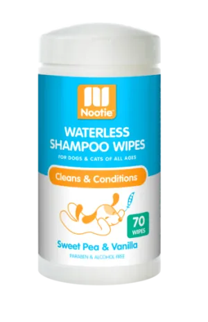 Nootie Sweet Pea & Vanilla Waterless Shampoo Wipes For Dogs & Cats