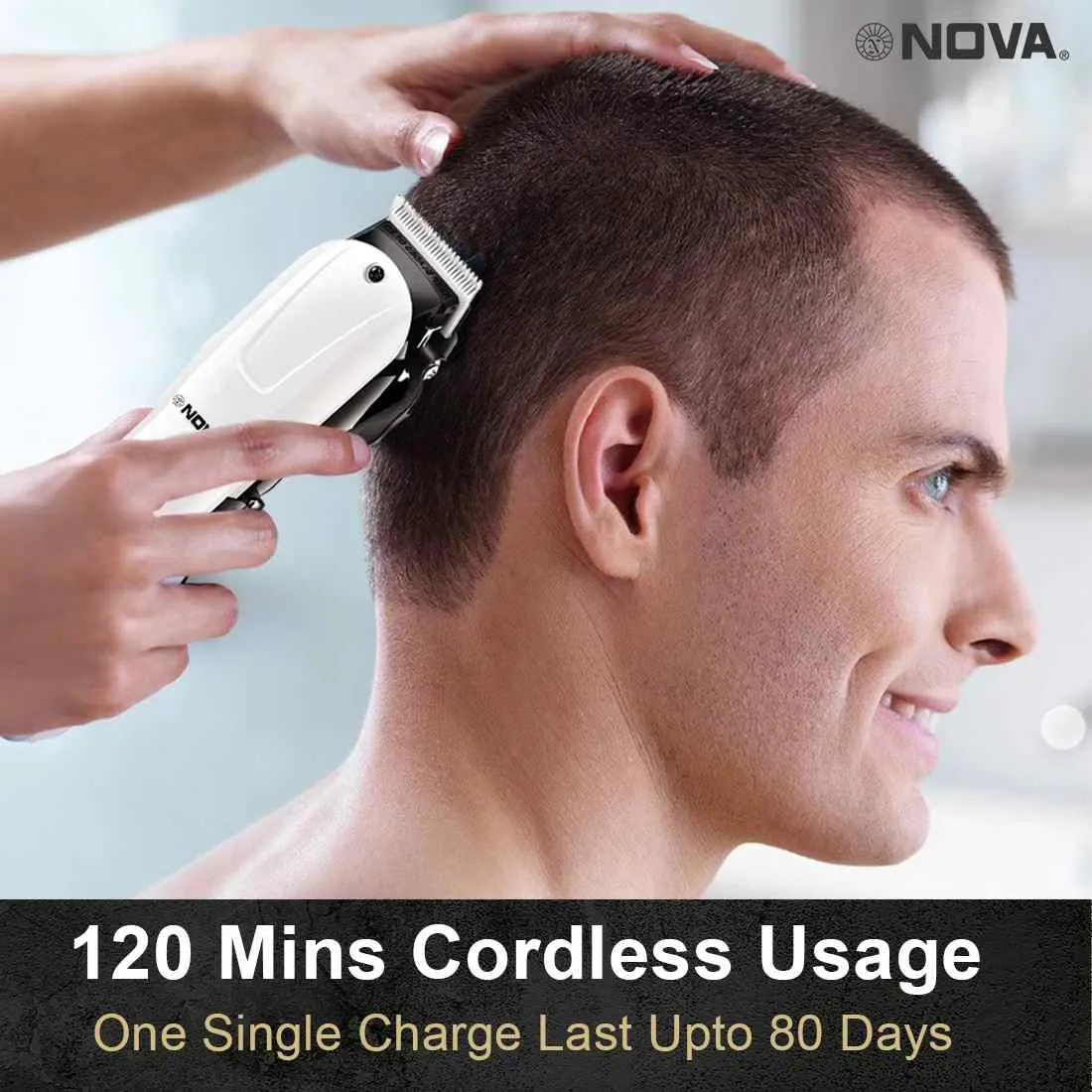 NOVA Professional Rechargeable and Cordless NHT 1083 Hair Clipper Runtime: 120 min Trimmer for Men  (White)