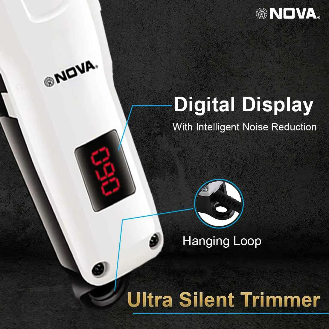 NOVA Professional Rechargeable and Cordless NHT 1083 Hair Clipper Runtime: 120 min Trimmer for Men  (White)