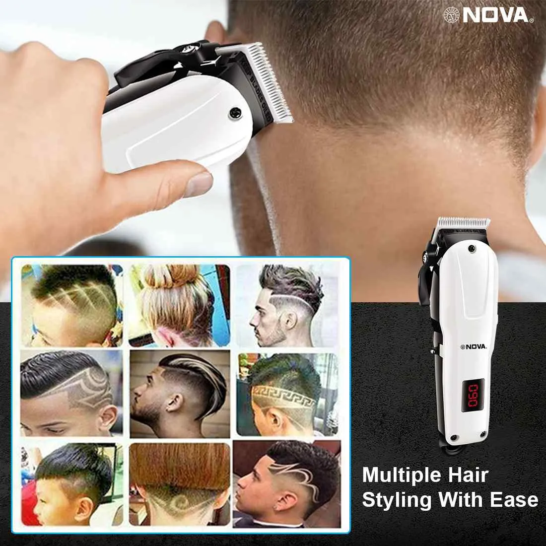 NOVA Professional Rechargeable and Cordless NHT 1083 Hair Clipper Runtime: 120 min Trimmer for Men  (White)