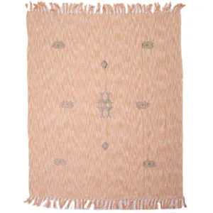 Peach Cotton Slub Tassle Throw - 125cm x 150cm