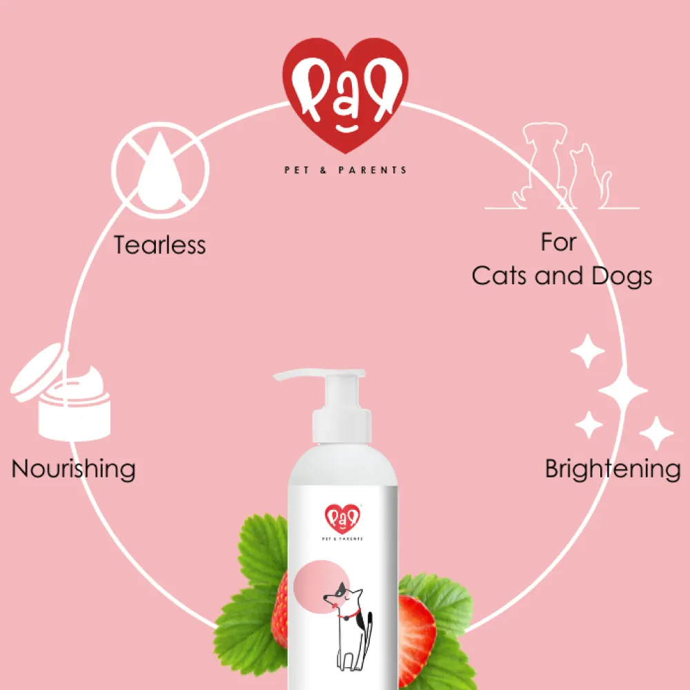 Pet And Parents Brightening Tearless Strawberry Shampoo for Dogs and Cats