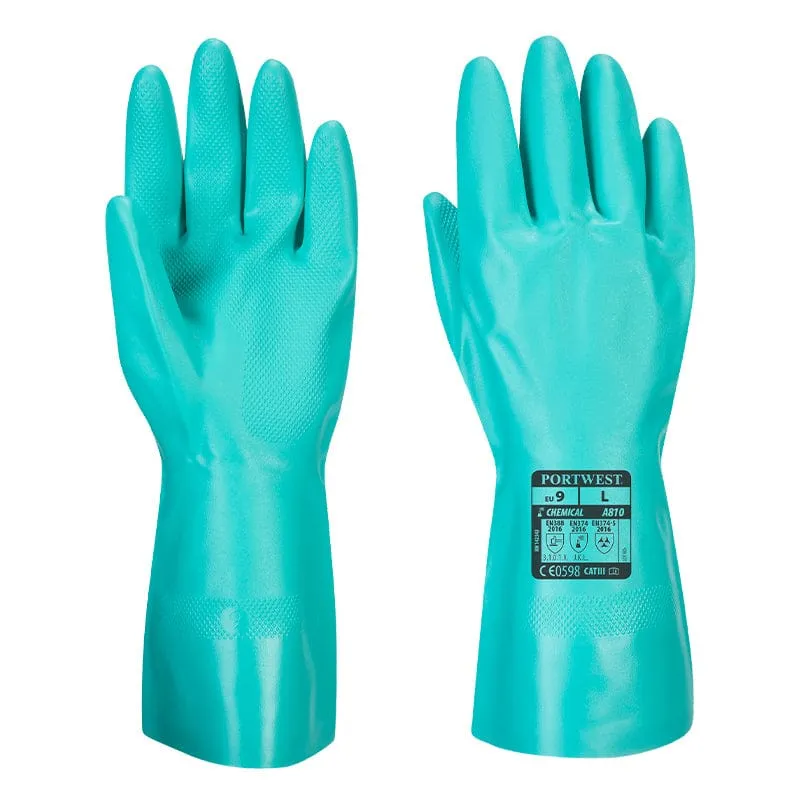 Portwest Green Nitrile Gauntlet Glove A810