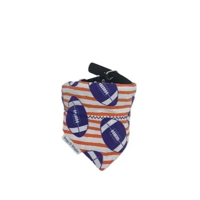 Purple and Orange Plaid Football Over the Collar Dog Bandana