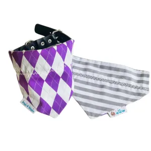 Purple and White Argyle Dog Bandana