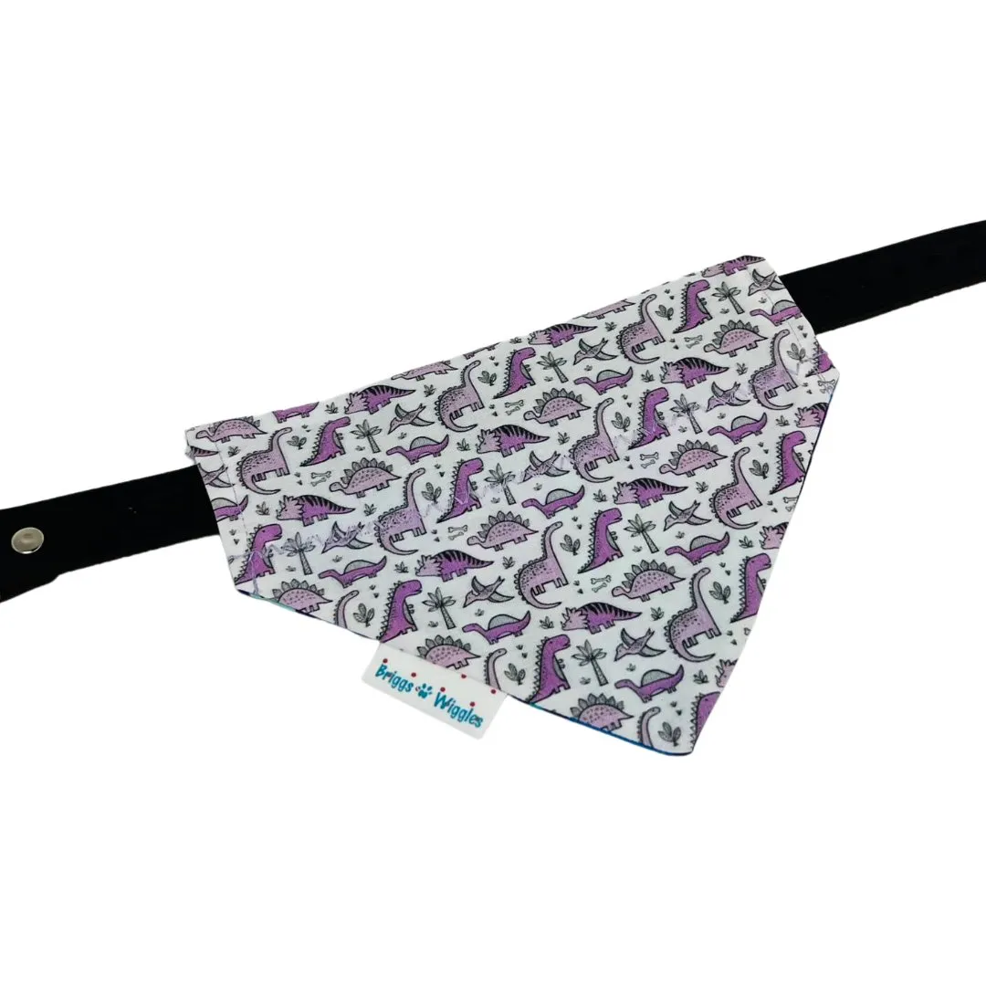 Purple Dinosaur Reversible Dog Bandana