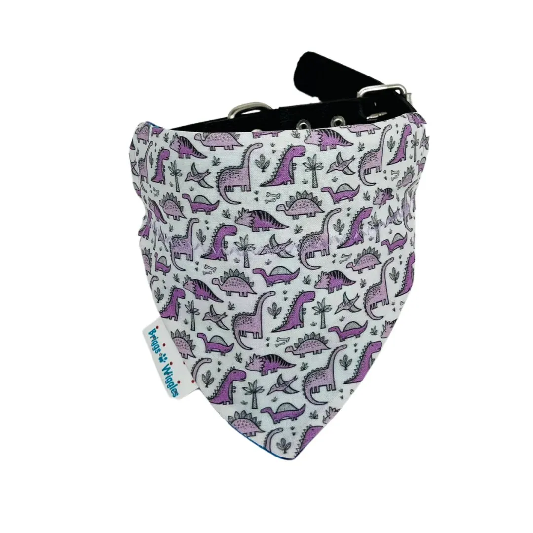 Purple Dinosaur Reversible Dog Bandana