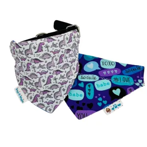 Purple Dinosaur Reversible Dog Bandana